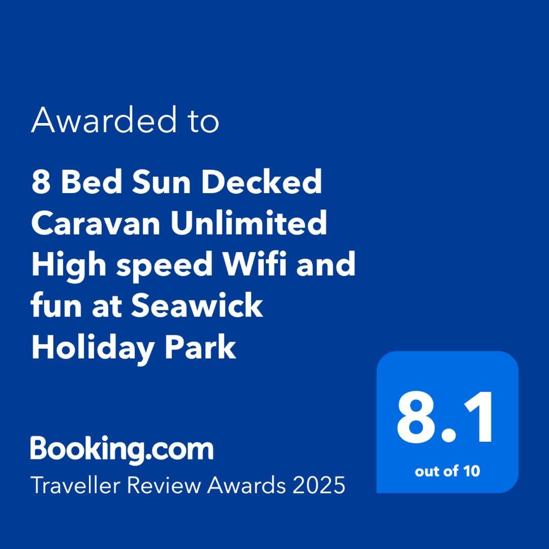 8 Bed Sun Decked Caravan Unlimited High Speed Wifi And Fun At Seawick Holiday Park Clacton-on-Sea Exterior foto